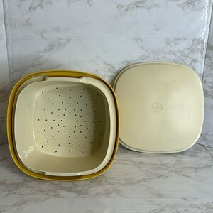 Vintage Tupperware Vegetable Steamer Cooker 3 Piece, Harvest Gold/Mustard
